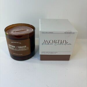 NIB Worthy Co. 2 Wick Candle from the Ember Collection Saffron and Tobacco